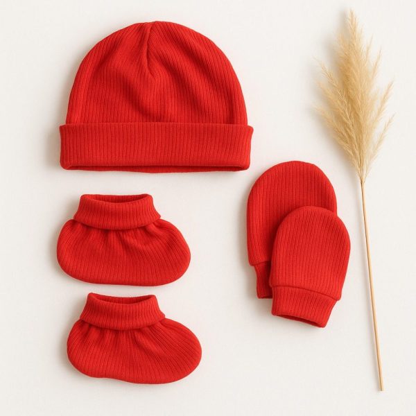 Kit Maternidade Bebê Canelado 100% Algodão – Vermelho