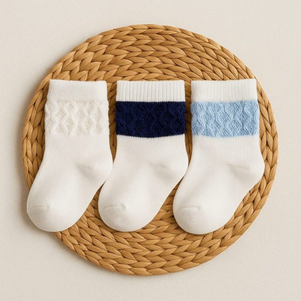 Kit 3 Pares de Meia Bebê com detalhe Charmoso - Azul