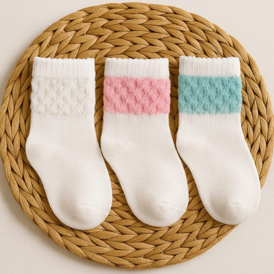 kit meia bebê 3 unidades rosa