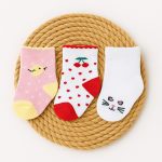 Kit 3 Pares Meia Bebê Recem Nascido - Cereja