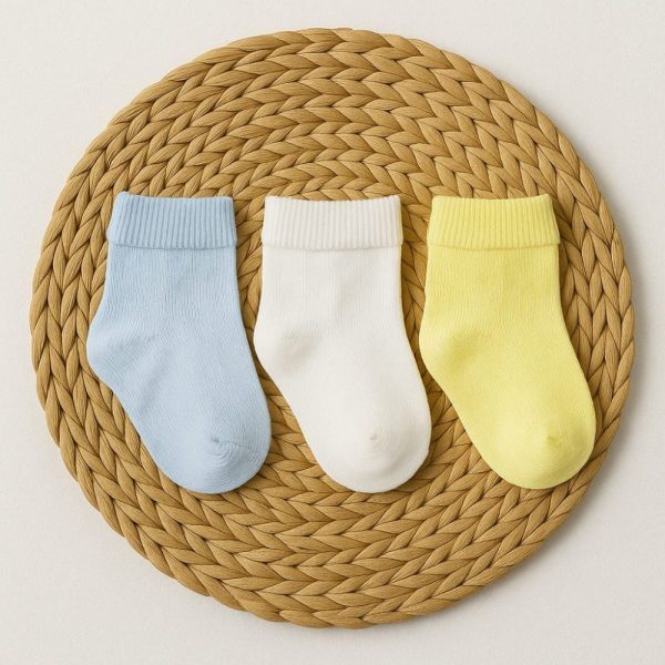 Kit 3 Pares Meia Fina Bebê Recem Nascido - Menino