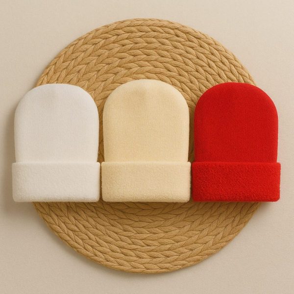 Kit 3 Pares Touca Atoalhada Para Bebê Recem Nascido - Unissex