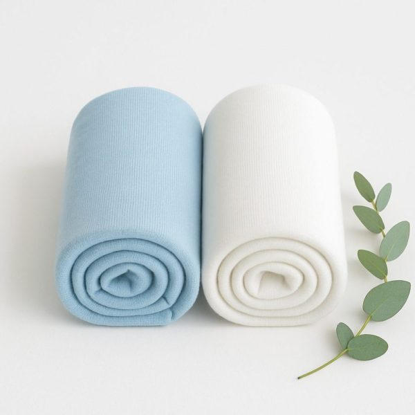 Combo 2 Lençóis de Berço Malha 100% Algodão com Elástico - Azul e Branco