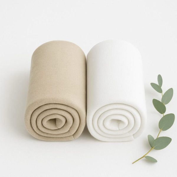 Combo 2 Lençóis de Berço Malha 100% Algodão com Elástico - Bege e Branco