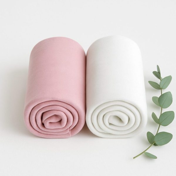 Combo 2 Lençóis de Berço Malha 100% Algodão com Elástico - Rosa e Branco