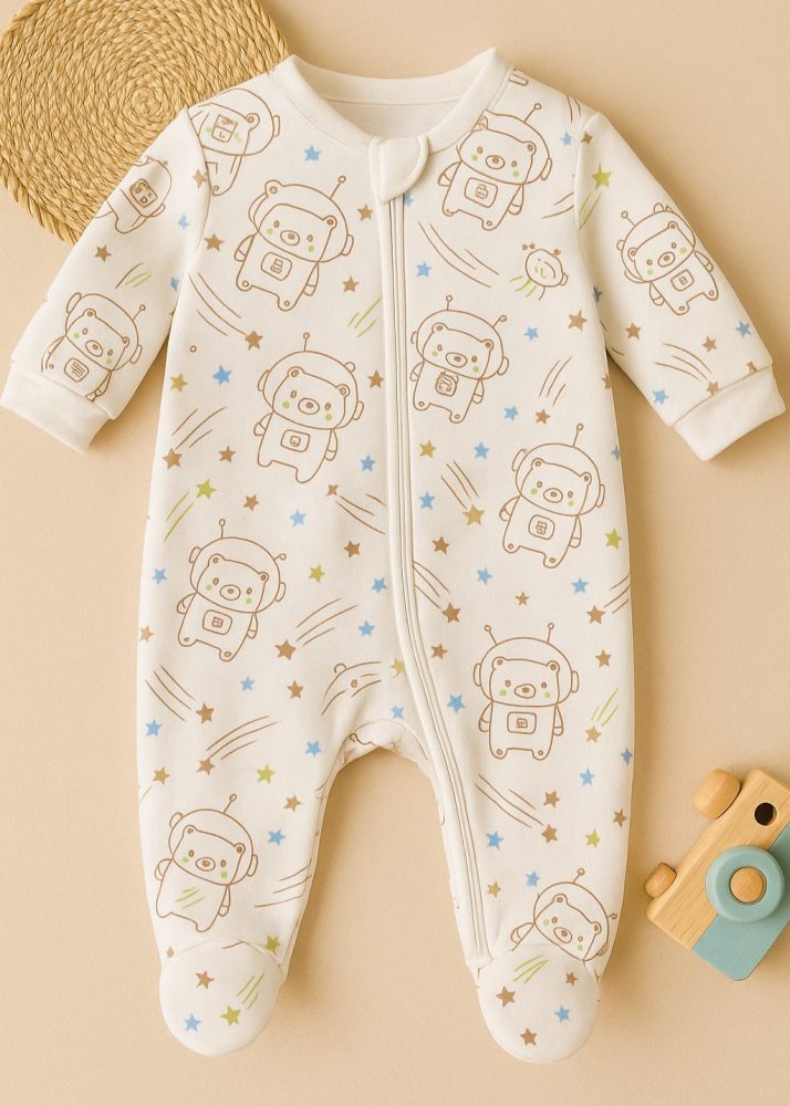 macacão suedine bebê malha - estampado astronauta