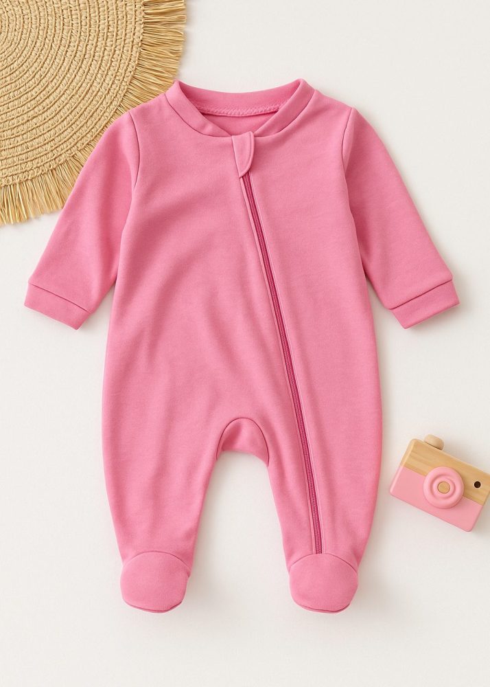 macacão suedine bebê malha - rosa