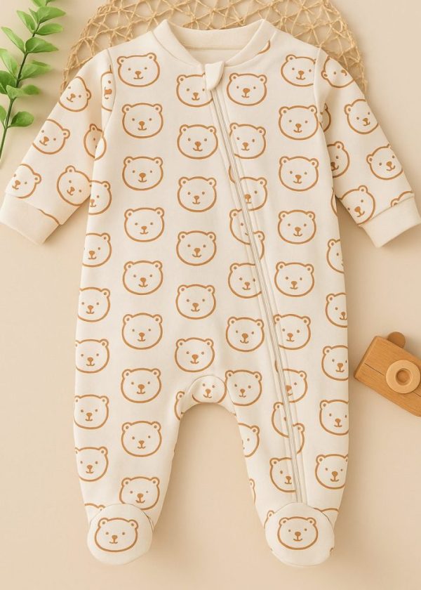 Macacão Bebê Suedine - Ursinho Neutro