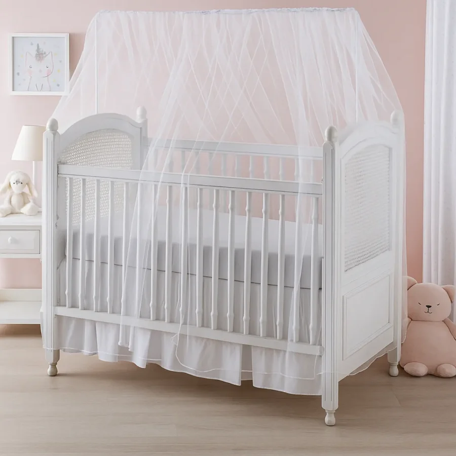 mosquiteiro para berço padrão americano de tule michelle baby branco proteção contra mosquios