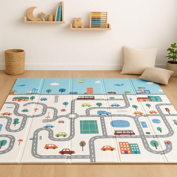 Tapete de Atividades Dupla Face 120cm x 120cm - Carros