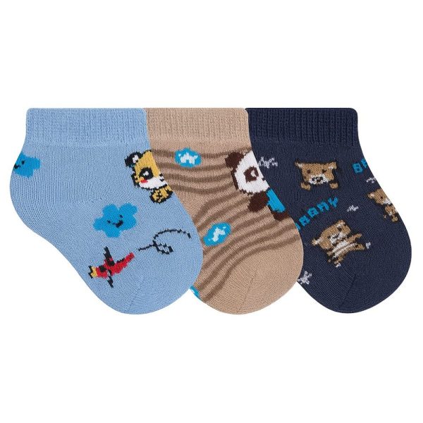 Kit Meia Bebê 3 Pares Cores Variadas Bichinhos