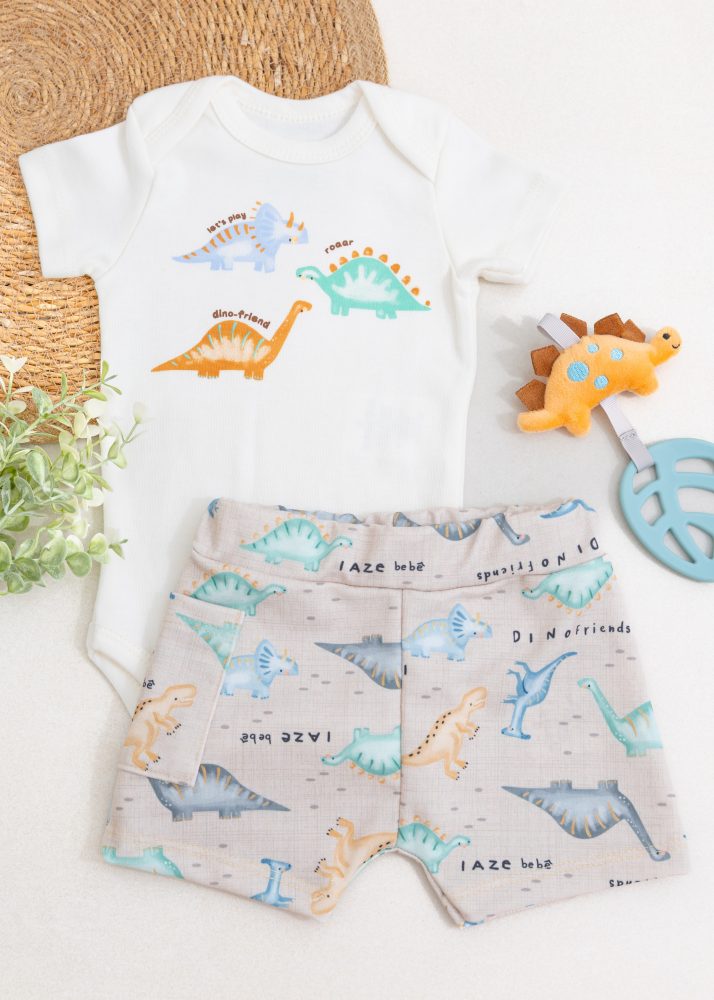 Conjunto Body Dinossauros E Shorts Dino Friends Bebê