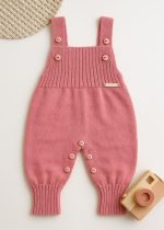 Jardineira Bebê Romper de Tricô Rose