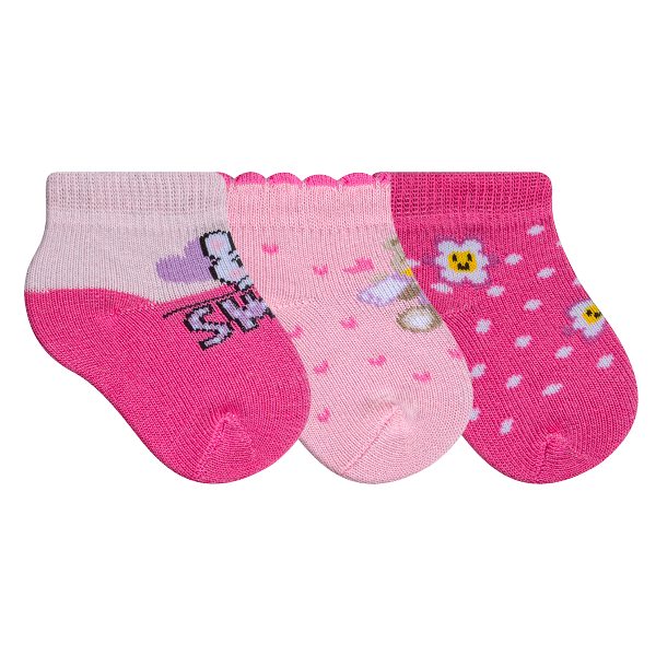 Kit Meia Bebê 3 Pares Cores Rosa Menina