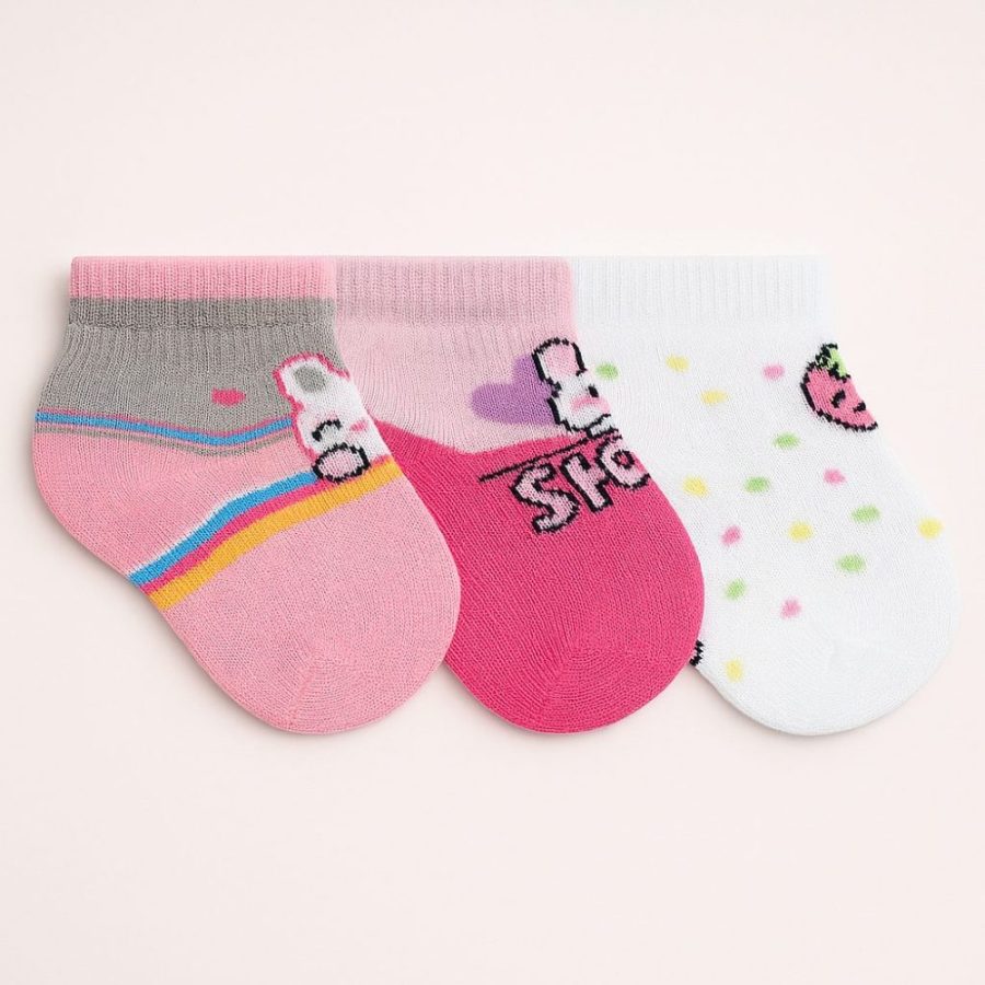 Kit Meia Bebê 3 Pares Cores Variadas Menina