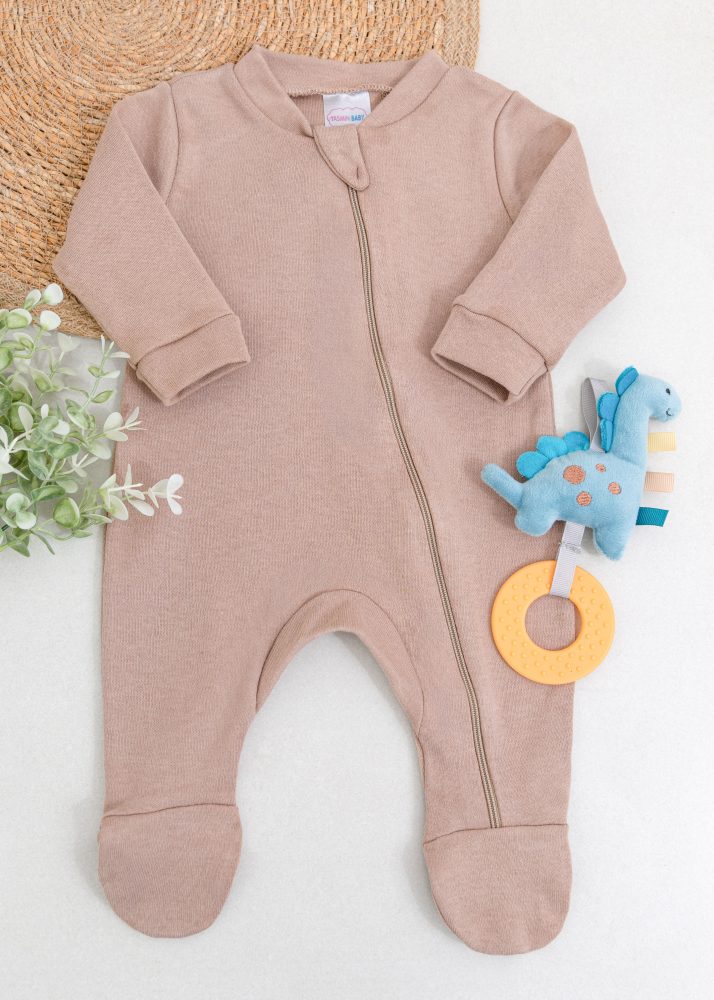 Macacão Bebê Suedine - Café