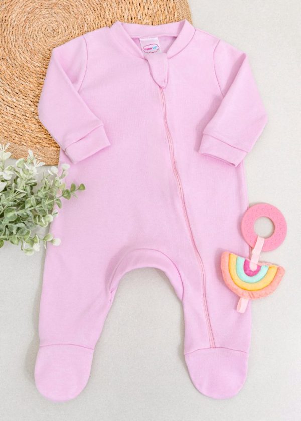 Macacão Bebê Suedine - Rosa Algodão Doce