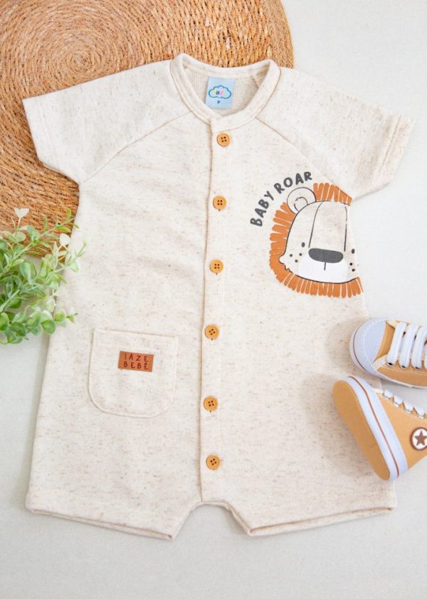 Macacão Leão Baby Roar Mesclado Com Botões Frontais