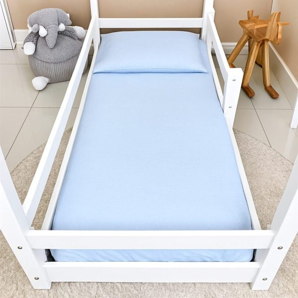 Lençol Mini Cama 100% Algodão com Elástico - Azul