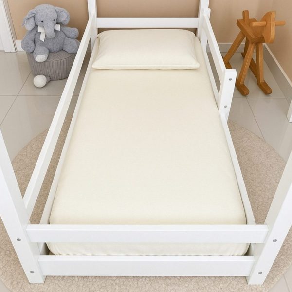 Lençol Mini Cama 100% Algodão com Elástico - Off White