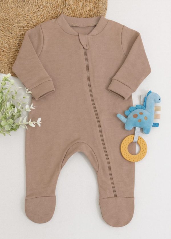 Macacão Bebê Suedine 100% Algodão - Marrom