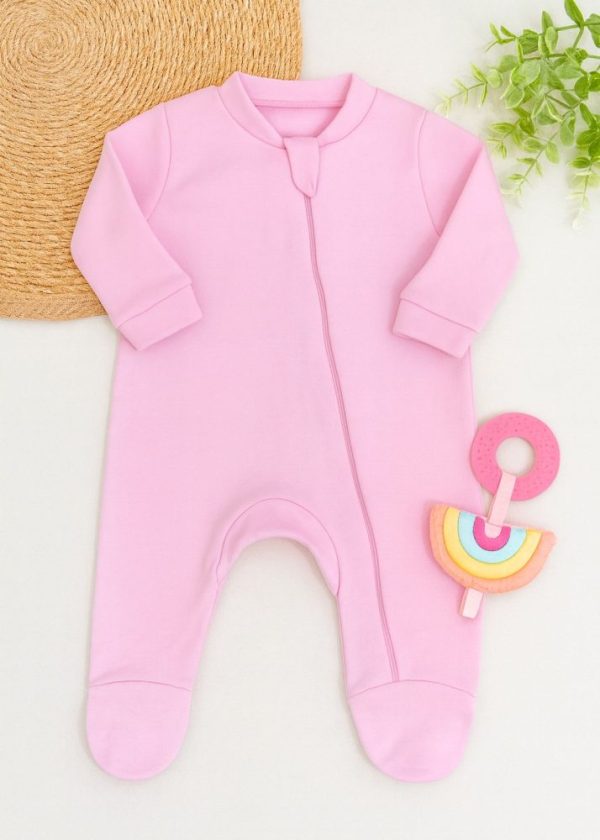 Macacão Bebê Suedine 100% Algodão - Rosa Algodão Doce