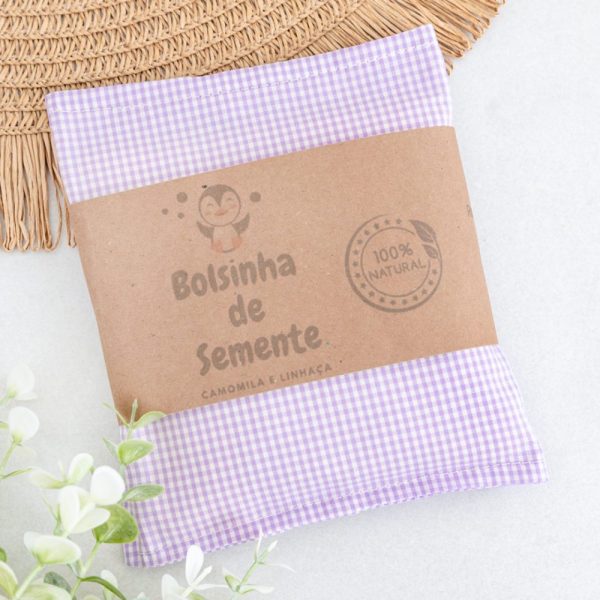 Bolsa Térmica de Sementes para Cólica - Xadrez Lilás