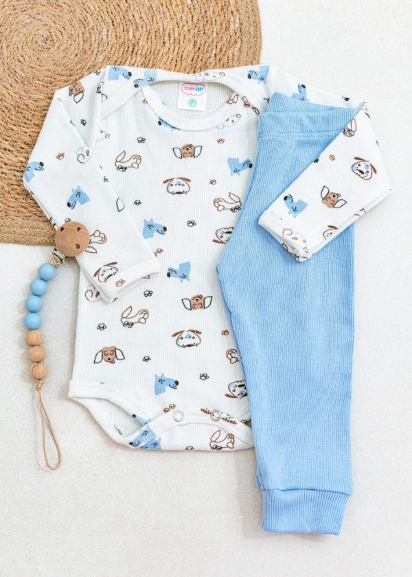 Conjunto Body Bebê Pagão Canelado Longo - Dogs