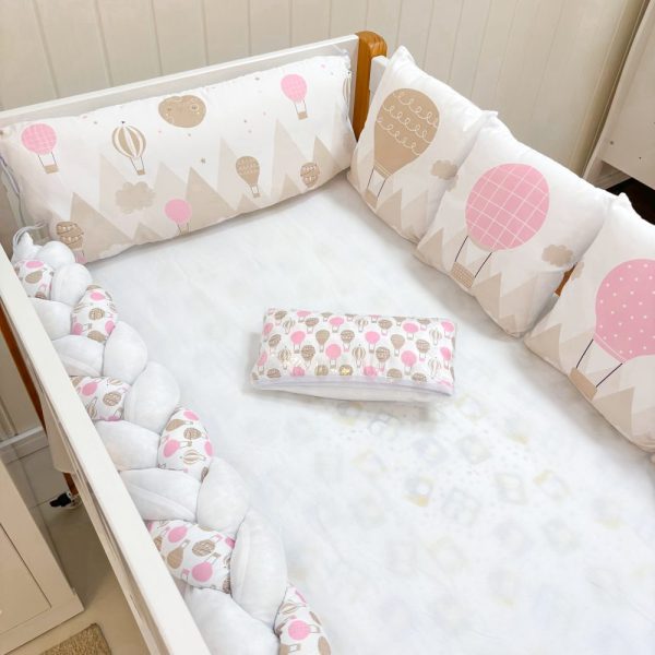 Kit Berço Trança 10 Peças - Balão Rosa