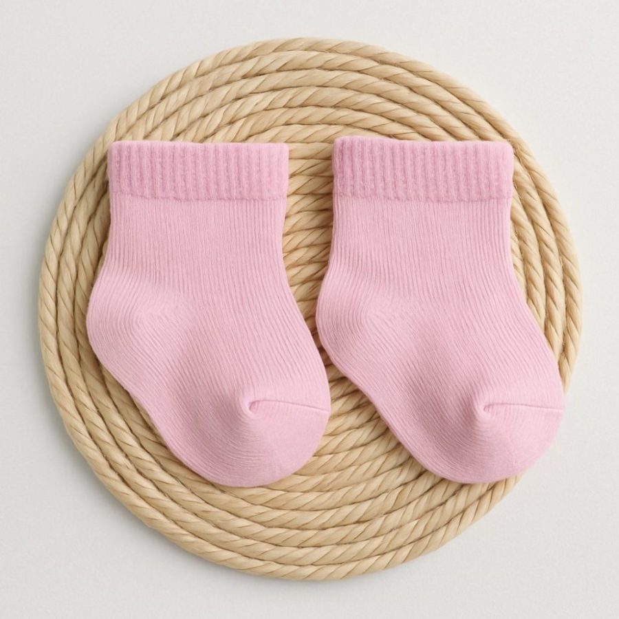 Meia 1 par bebê menina rosa