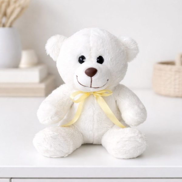 Pelúcia Ursinho Branco Decorativo Laço Off