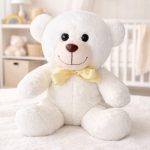 Pelúcia Ursinho Grande Branco Decorativo Laço Off