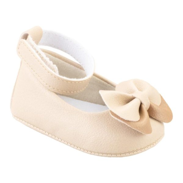 Sapatilha Bebê Bege Com Laço - Keto Baby