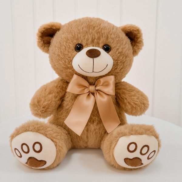 Urso Pelúcia Marrom Com Laço Cetim