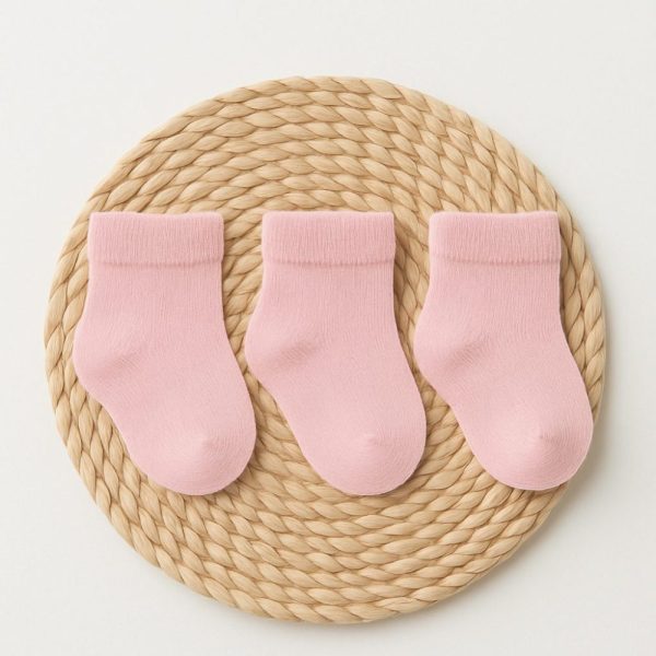 Kit Meias Bebê 3 Pares Rosa