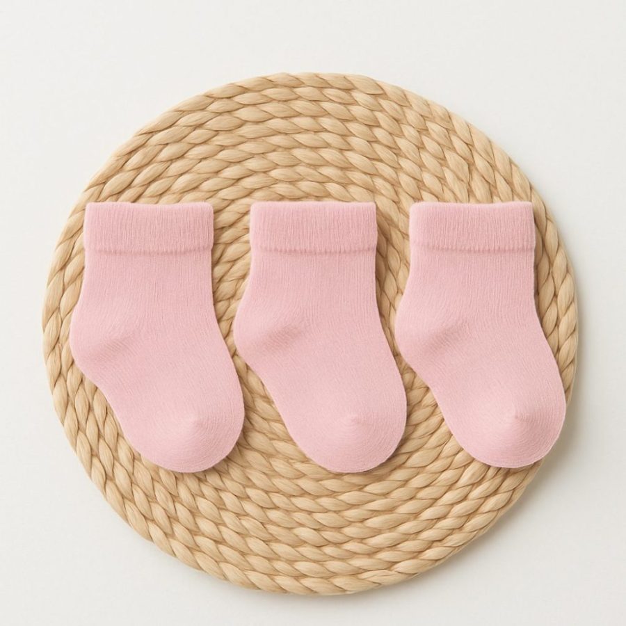 kit meia 3 pares bebê menina rosa meia recém nascido macia