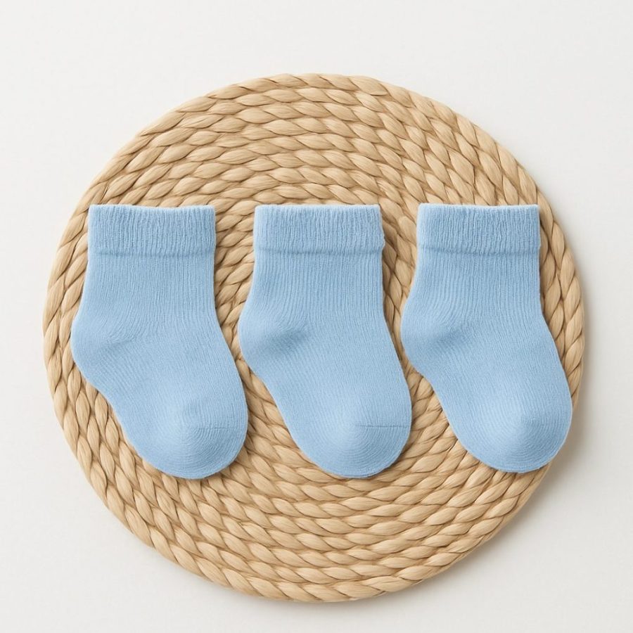 kit meia 3 pares bebê menino azul meia recém nascido macia