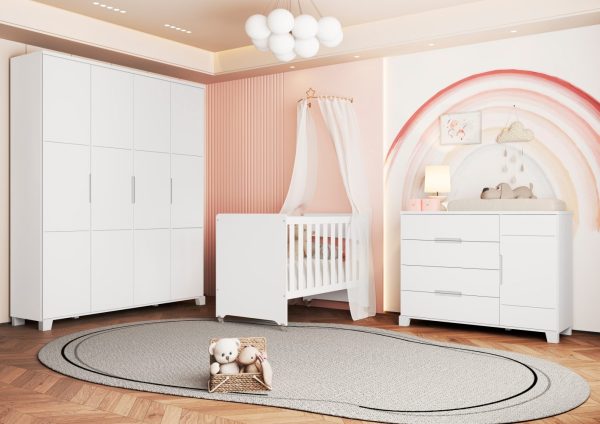 Jogo de Quarto Luna Max Infantil Reller - Branco Fosco