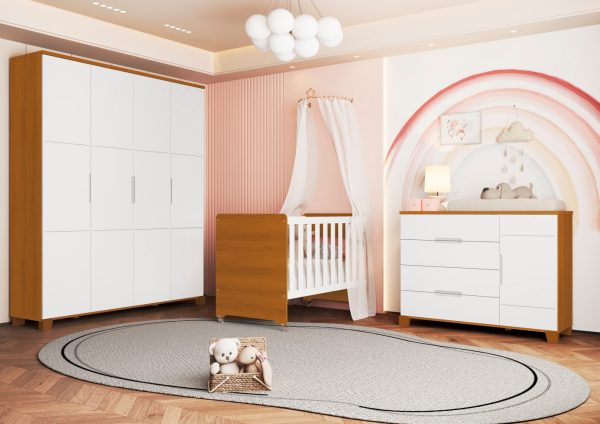 Jogo de Quarto Luna Max Infantil Reller - Branco Fosco Com Savana
