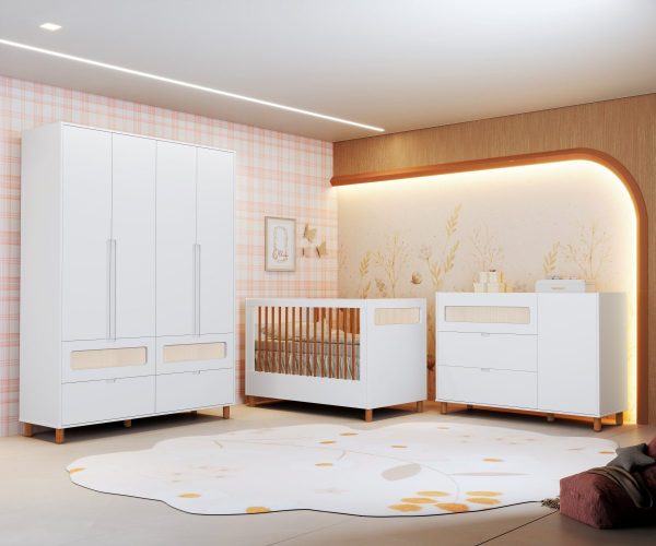 Jogo de Quarto Ollie Infantil Reller - Branco Fosco