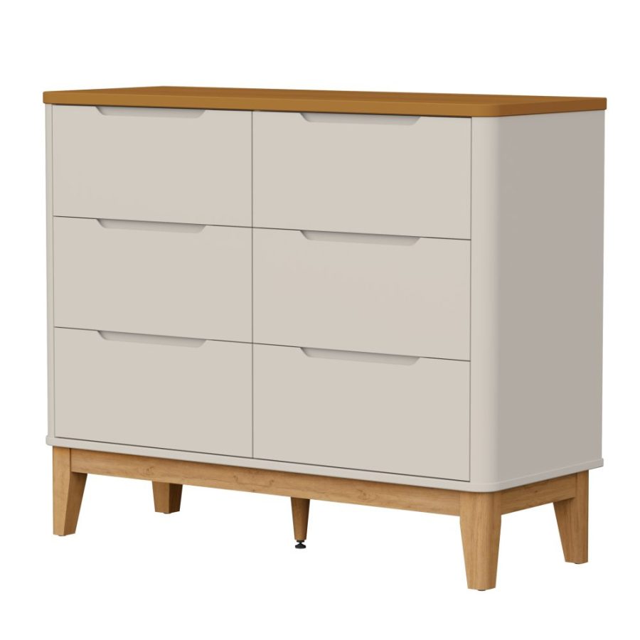 Boom 4P Cômoda 6Gavetas Classic Areia-Savana