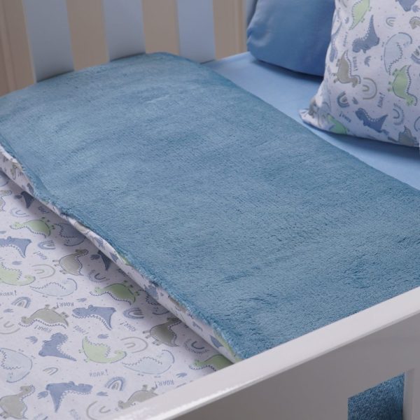 Edredom de Berço Dupla Face Estampado e Peluciado - Azul
