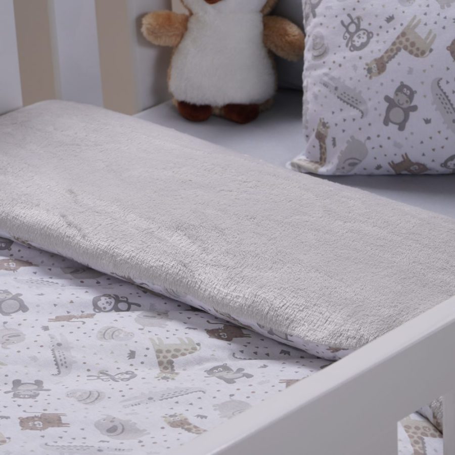 Edredom Dupla Face Infantil Estampado e Peluciado - Cinza