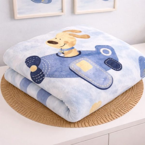 Cobertor Manta Toque de Seda - Cão Aviador Azul