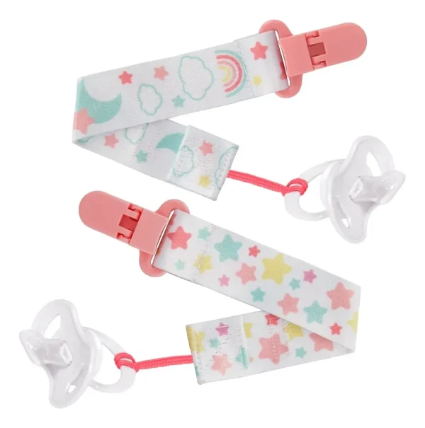 Kit 2 Prendedores De Chupeta Buba Estrelas Rosa