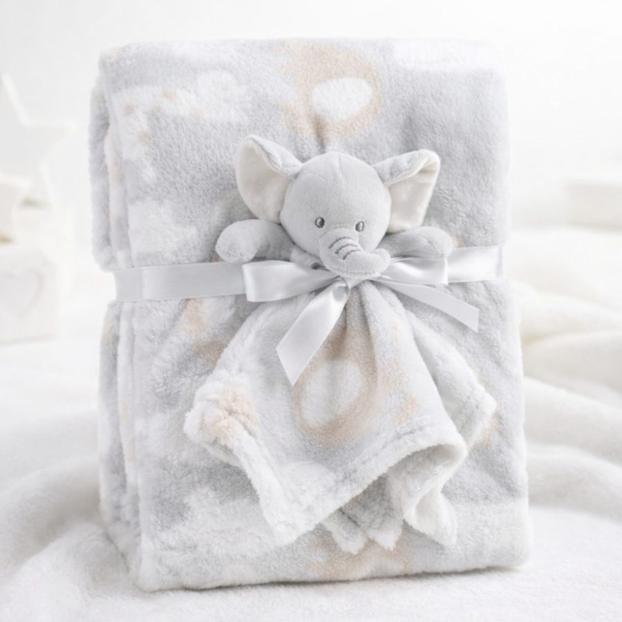 Manta Microfibra Bebê com Naninha - Elefantinho