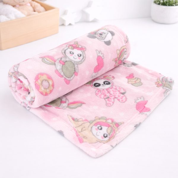 Manta Bebê Microfibra Amiguinhas Rosa 70cm x 1,0m - Bene Casa
