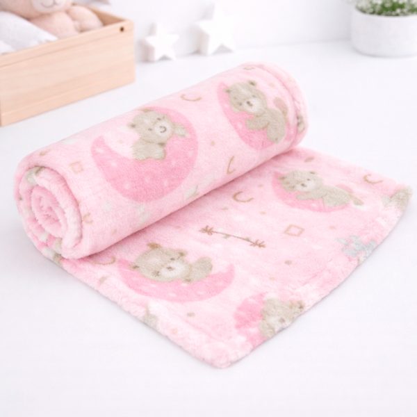 Manta Bebê Microfibra Ursinho Na Lua 70cm x 1,0m - Bene Casa