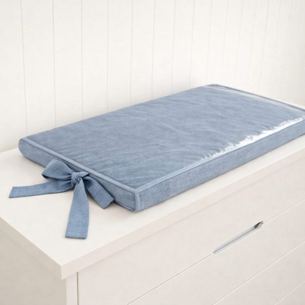 Trocador de Cômoda Impermeável Bebê Com Laço - Azul Mescla