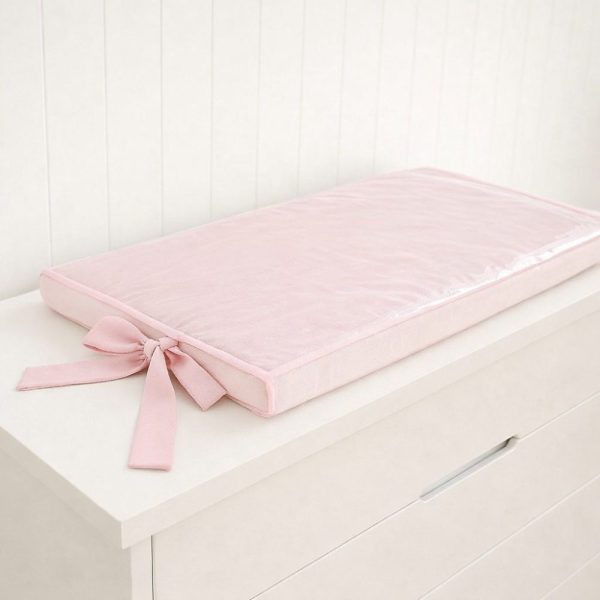 Trocador de Cômoda Impermeável Bebê Com Laço - Rosa Claro